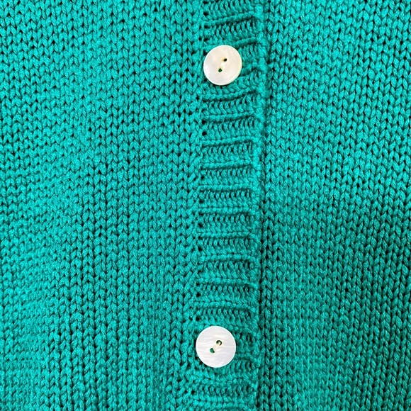 Coldwater Creek 100% Tuassah Silk Turquoise Button-Up Cardigan size large - Picture 4 of 9